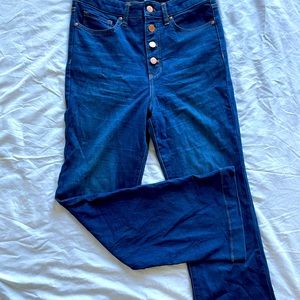Super high rise, button fly stretch flare Jean